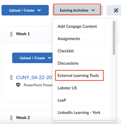 Access external learning tools