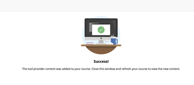 Confirmation page of the selected content was successfully added to the course